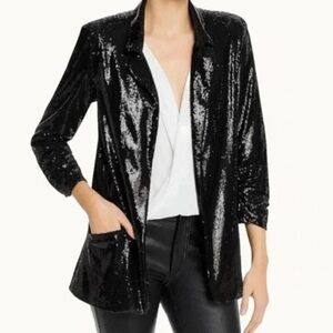 David Lerner Hailey Oversized Blazer Black Sequin Blazer